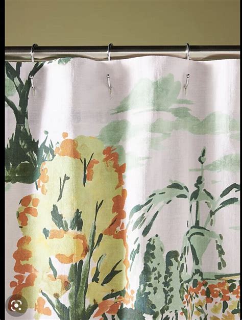 Cheri Organic Chinosella Green Shower Curtain With Elegant Floral