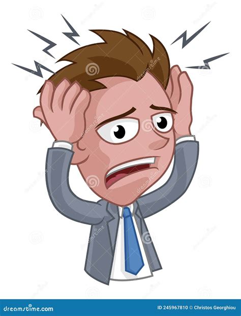 Stressed Or Headache Business Man Cartoon Stock Vector Illustration