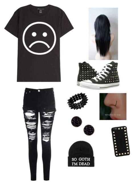 Emo Look By Astonehouse Liked On Polyvore Featuring Marc By Marc Jacobs Glamorous Converse