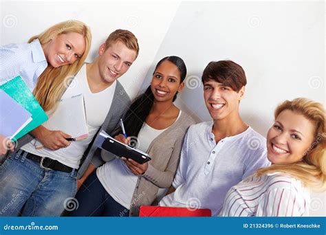 Happy Students In School Stock Photo Image Of Group 21324396