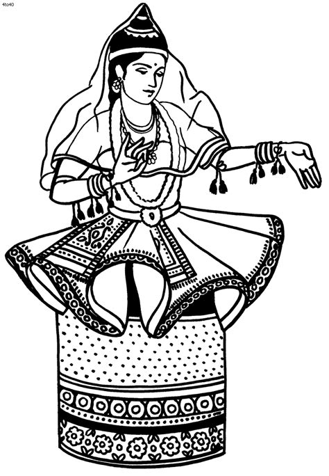 Classic Manipuri Dancer Dance Coloring Pages Dancing Drawings Dance