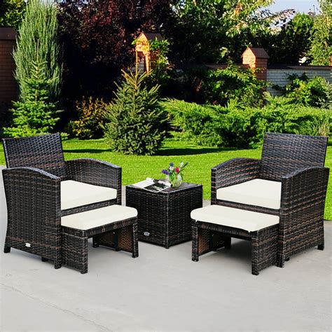 Costway 3 Piece Rattan Patio Set Costway 3pcs Patio Rattan Furniture