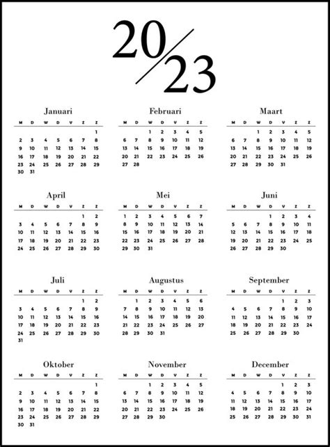 Poster Jaarkalender 2023 Jaarplanner Verjaardagskalender Kalender