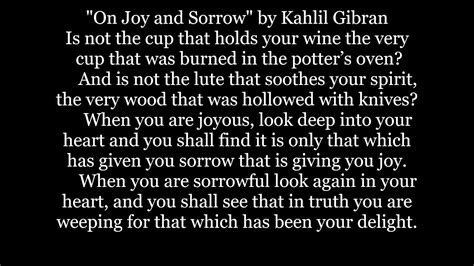 On Joy And Sorrow The Prophet Kahlil Gibran Words Lyrics Text Read