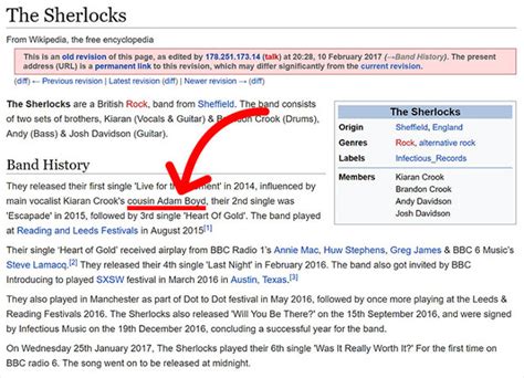 Kid Edits Bands Wikipedia Page To Make Him A Cousin Of