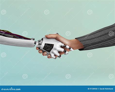 Robot Shaking Hand With Human Stock Photo Image 9728950