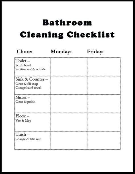 Toilet Cleaning Checklist Templates Find Word Templates