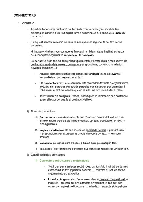 Connectors En Català Apuntes De Catalán Docsity