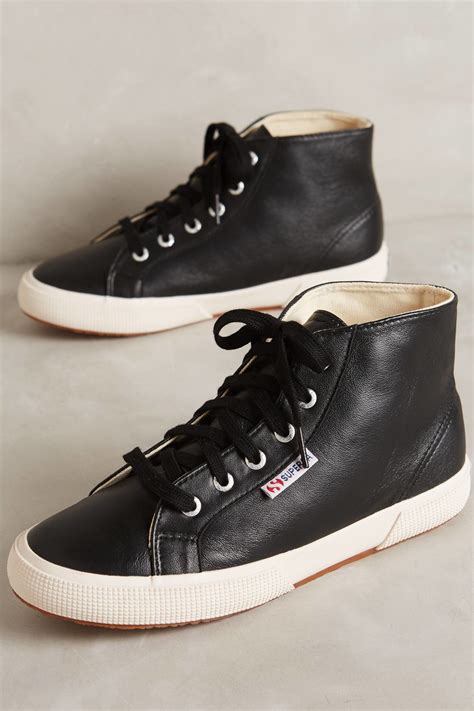 Superga Leather High Top Sneakers In Black Lyst