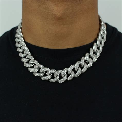 18mm Iced Out Cuban Link Chain In White Gold Jewlz Express