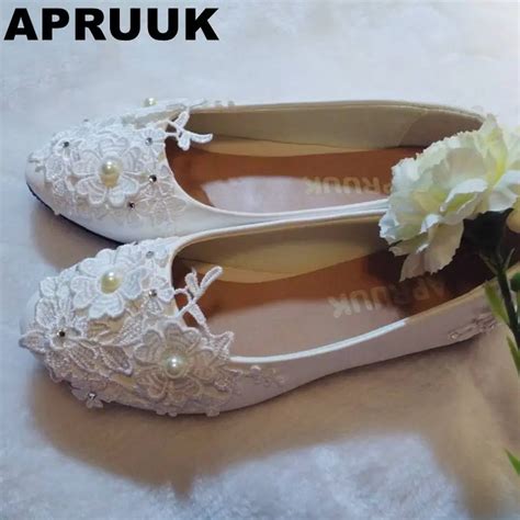 Flats Wedding Shoe White Light Ivory Lace Flower Sweet Lace Flats Shoe