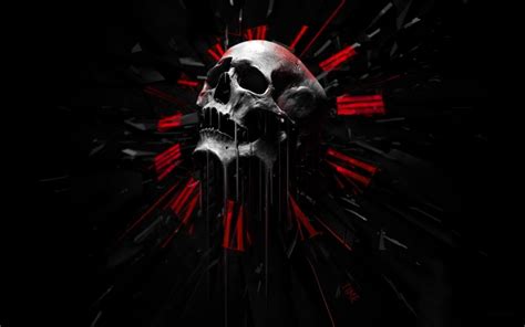 Skulls Dark Abstract Black Red Wallpaper 1920x1200