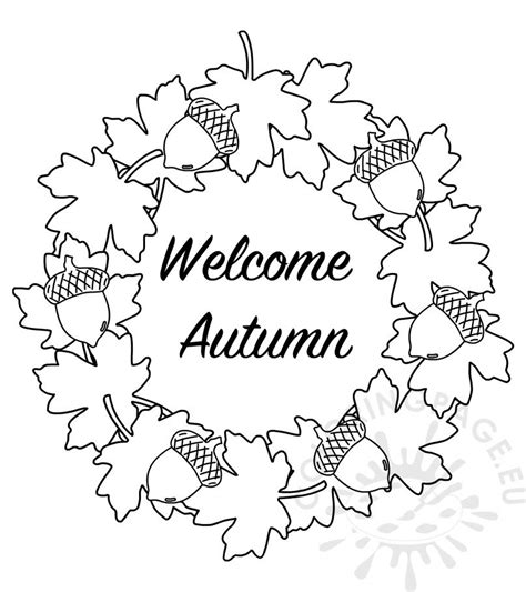 Worksheets, crafts, lessonplans, printables, flashcards, games and other free resources for this coloring book consists of several free coloring pages that you can color, save and print online! Welcome Autumn with wreath of leaves - Coloring Page