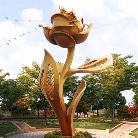 Large Outdoor Metal Crafts 304 Stainless Steel Flower Sculpture