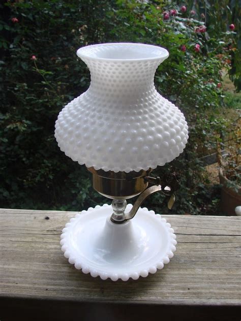Vintage White Milk Glass Hobnail Electric Lamp By Thecherrychic