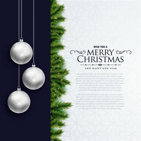 Merry Christmas Elegant Card Design With Hanging Balls Download Free