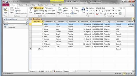 Microsoft Access 2007 2010 Part 2 Table Filter Sort And Forms Youtube