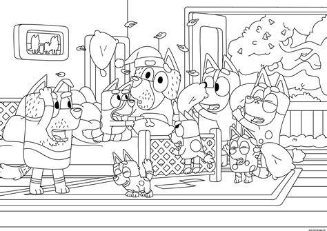 Bluey Pillow Fight Coloring Page Printable