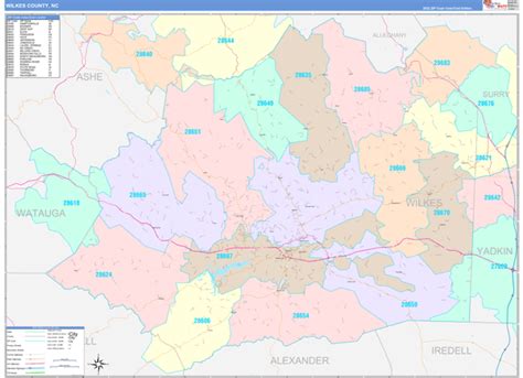 Wilkes County Nc Wall Map Color Cast Style By Marketmaps Mapsales