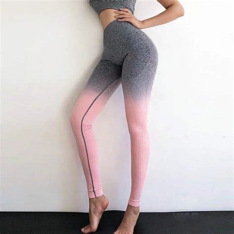 High Waist Elastic Yoga Pants Energy Seamless Leggings Sport Women Fitness Gradient Running