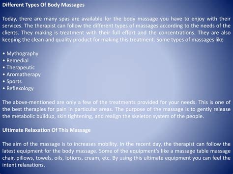 Ppt Superior Benefits Of The Full Body Massage Powerpoint Presentation Id10842341