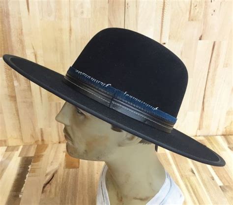Black Beaver Blend Fur Felt Western Flat Brimmed Hat With Custom