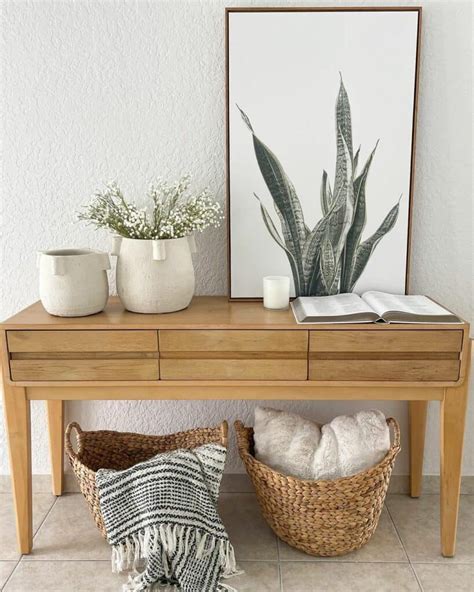 Low Entryway Table With Plant Décor Soul And Lane