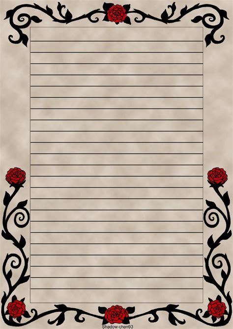 Letter Paper Red Rose Writing Paper Printable Stationery Free
