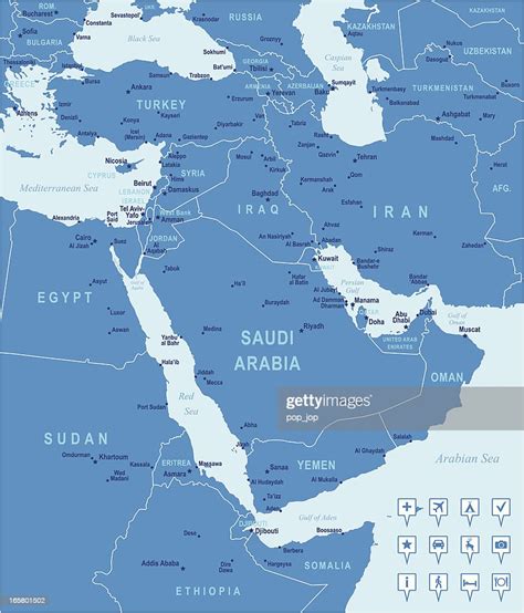 Blue Vector Middle East Map High Res Vector Graphic Getty Images
