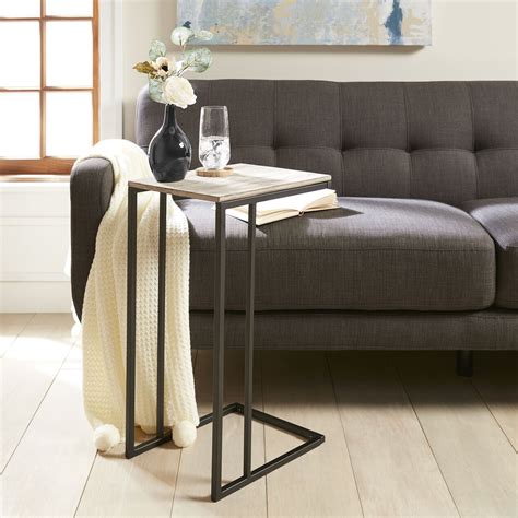Sold and shipped by the lakeside collection. Black Metal C-Table with Rustic Wood Top | At Home