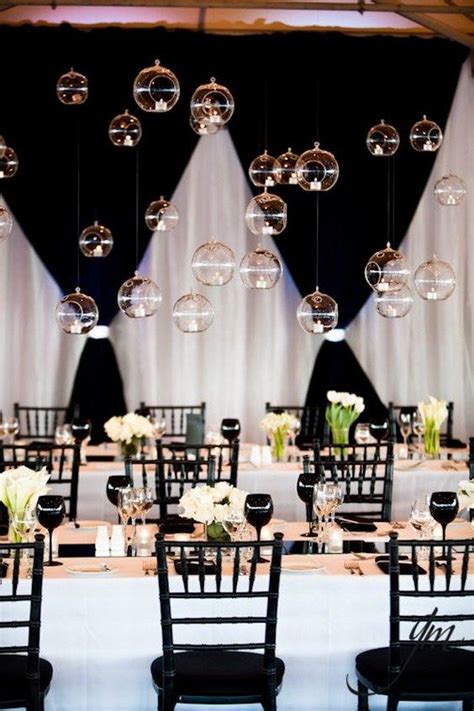 Ways To Use Hanging Glass Globes At Your Wedding Black And White Wedding Theme Black And