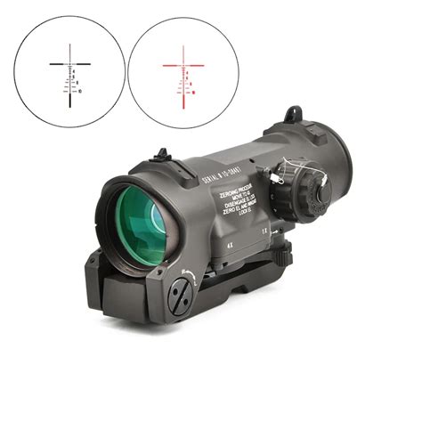 1x 4x Fixed Dual Purpose Rifle Scope Red Illuminated Red Dot Sight For
