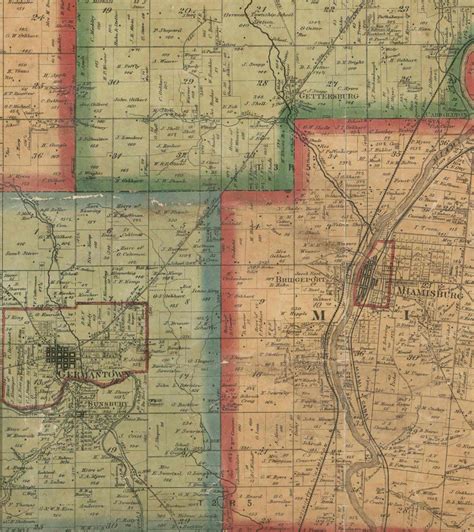 Montgomery County Ohio 1869 Old Wall Map Reprint With Etsy