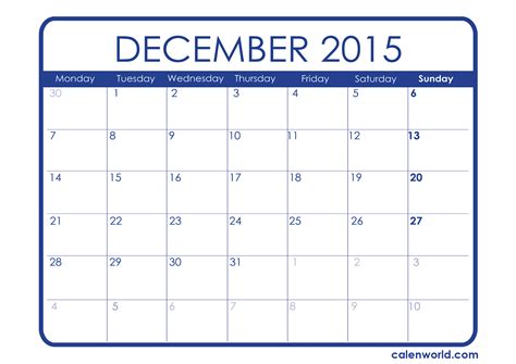 Free Printable December Calendar Calendars
