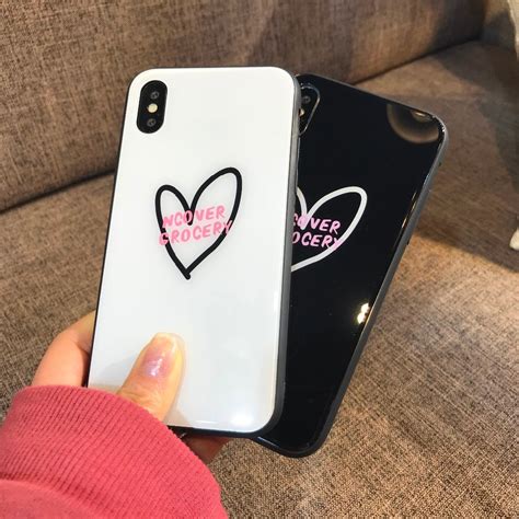 Fashion Love Heart Couples Phone Case For Iphone 6 6s Plus Cases Glass