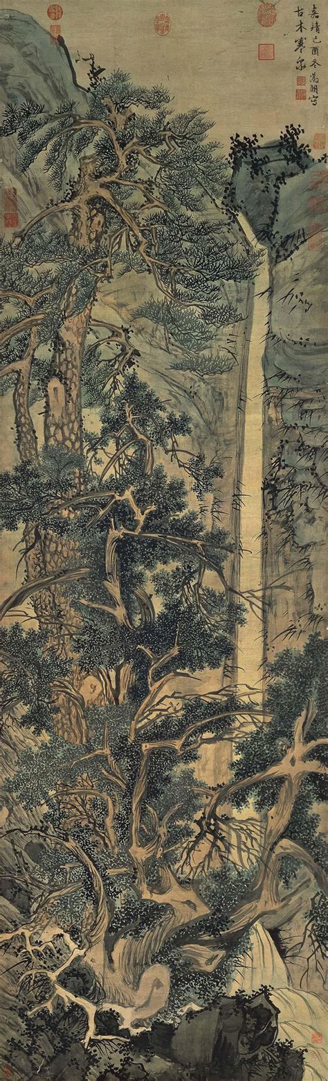 Old Trees By A Cold Waterfall China Online Museum