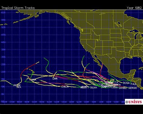 Unisys Weather 1982 Hurricanetropical Data For Eastern Pacific