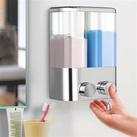 Double Wall Mount Soap Shampoo Shower Gel Dispenser Liquid Foam Lotion