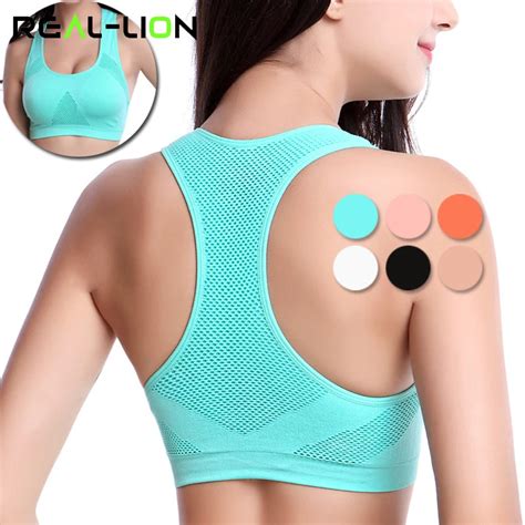 Reallion Women Sports Bra For Running Gym Fitness Padded Wire Free Shakeproof Push Up Bras Top