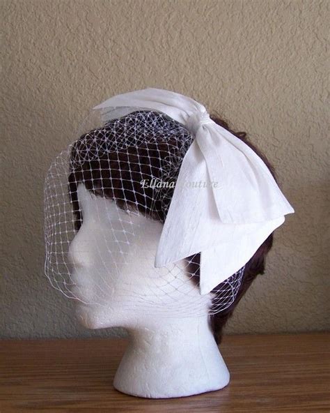 Birdcage Veil With Large Silk Bow Vintage Inspired Headpiece Etsy