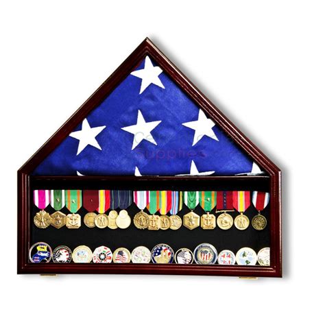 Combo Military Flag Decoration Medal Display Case Ceremonial