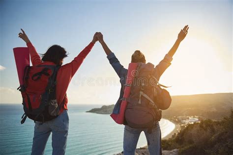 Female Campers Reached Their Destination Stock Image Image Of Look