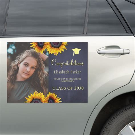 Graduation School Year Floral Congrats Grad Photo Car Magnet Zazzle
