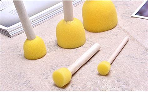 Micent 20 Pieces Assorted Size Round Sponges Brush Set Kids Painting