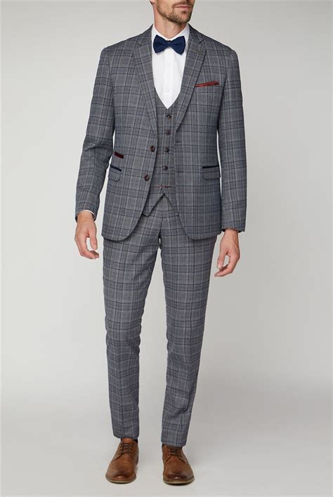 marc darcy tailored fit enzo blue grey tweed check jacket