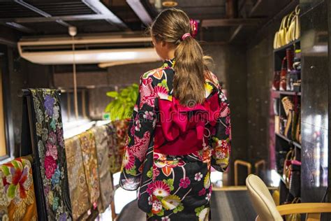 a pretty girl in a kimono kimono is the traditional dress worn popular in japan stock image