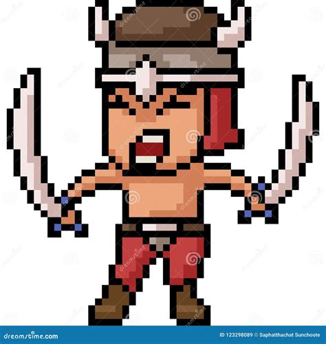 Pixel Art Warrior Cartoon Vector 169700879