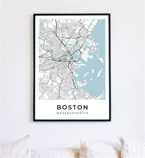 Boston map print Boston print Boston poster Boston wall | Etsy in 2020 | Boston print, Boston 