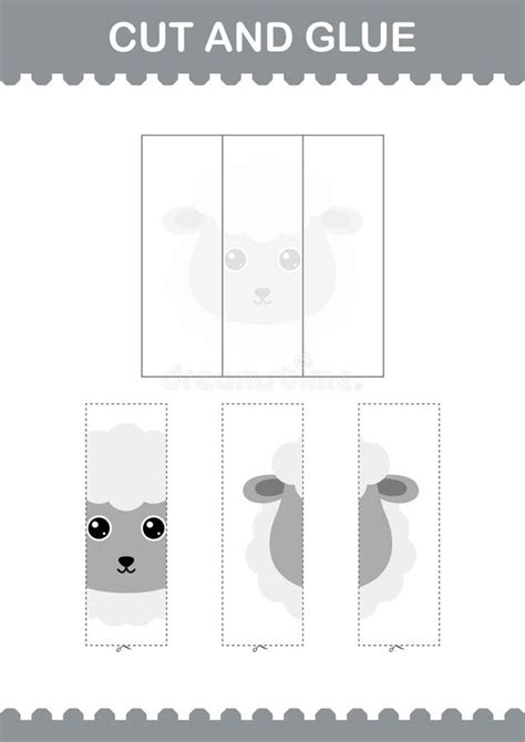 Cut And Glue Sheep Face Worksheet For Kids Stock Vector Illustration