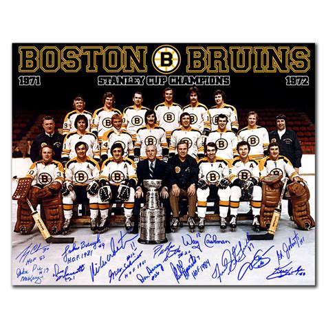 1972 Boston Bruins Stanley Cup Champions Team Autographed 16x20 Signed